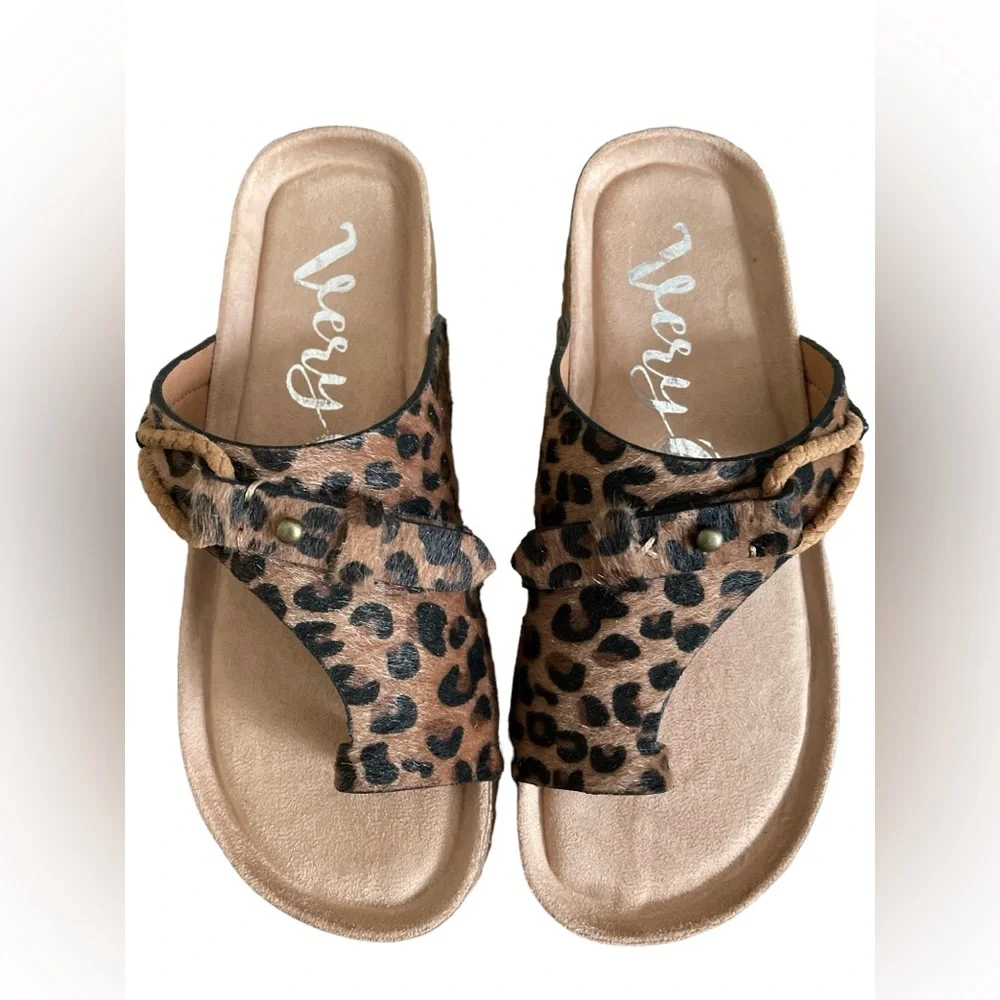 Very G NIB Leopard Print Sandals - Brown 7